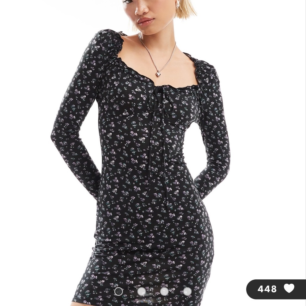 ASOS mini Jersey dress black and purple floral print